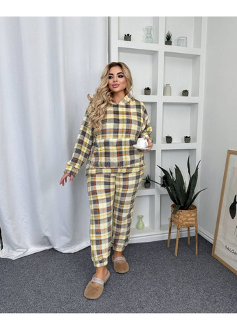 Жовта зимня піжама 025тепла махра мʼяка,худі та штани Україна