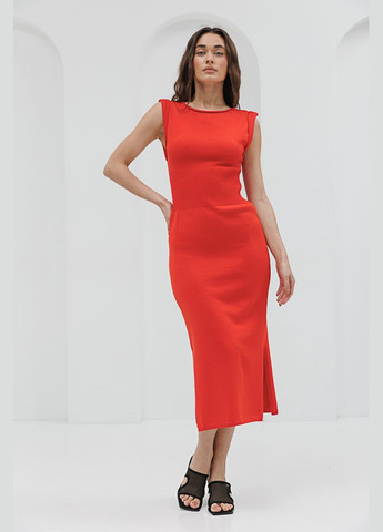 Коралловое летнее вязаное платье черное с вырезом на спине Arjen