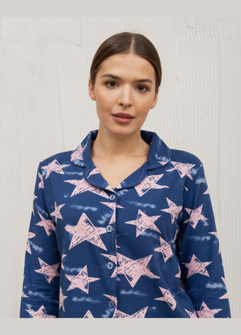 Темно-синя жіноча темно-синя піжама на ґудзиках Nicoletta