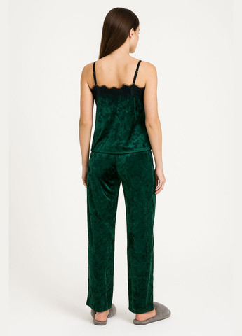Зеленая женская пиджама велюровая брюки и майка зеленая Modashoping