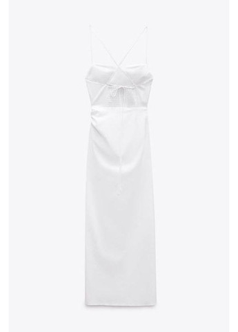 Білий льняна сукня з драпіруванням Zara