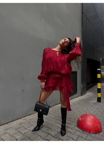 Темно-червона святковий жіноча сукня No Brand однотонна