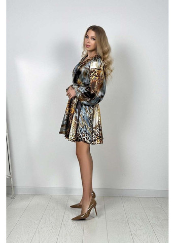 Сіра атласна коктейльна сукня міні 24021 сіра Tanita-Romario