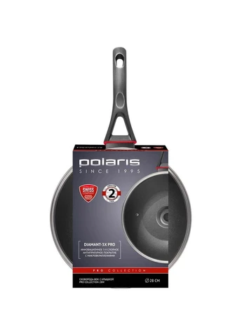 Сковорода Вок із кришкою PRO Collection-28W 28 см Black (017177) Polaris (323044497)
