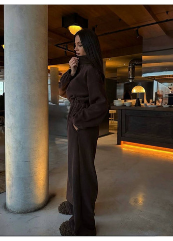 Жіночий комбінезон на флісі Avanti комбінезон-брюки однотонний темно-коричневий повсякденний фліс