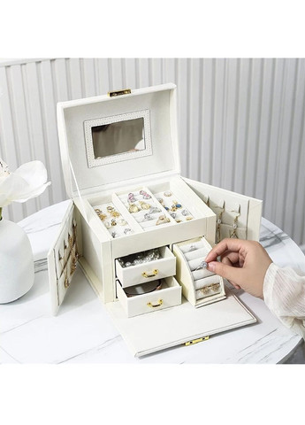 Шкатулка футляр ящик короб бокс органайзер для украшений драгоценностей с ключом 17,5х13х14 см (476874-Prob) Белая Unbranded (292141169)