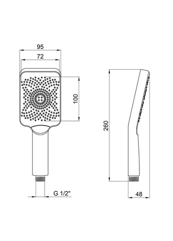 Лійка для ручного душу Rucni, 145x90 мм, Graphite прямокутна Qtap (370289897)