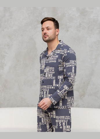 Темно-серая мужская пижама на пуговицах Tom John