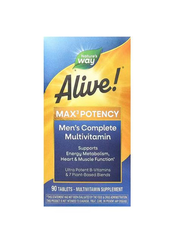Вітаміни для чоловіків Nature's Waу Alive! Men's Multi 90 таблеток Nature's Way (359473641)