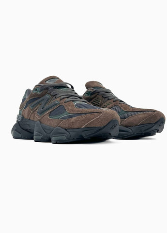 Темно-коричневі всесезонні жіночі кросівки new balance black white brown No Brand 9060