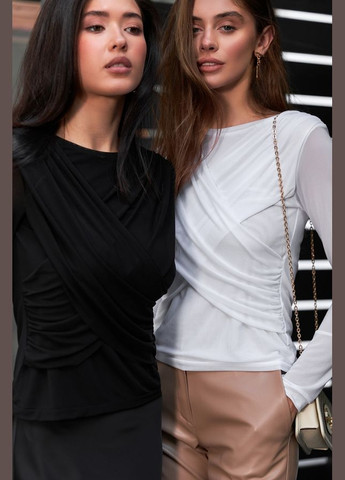 Жіночий лонгслів із сітки з драпіруванням (3029) Triko Bakh (334710759)