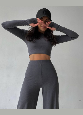 Повсякденний костюм двійка у рубчик у графітовому кольорі No Brand 945-3 (327496753)