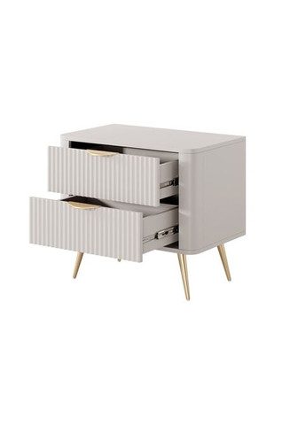 Тумба прикроватная Ланте/Lante с 2 ящиками и золотыми ножками 2S Беж (PFH-091123) Perfect Home (367861800)