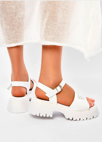 Жіночі шкіряні босоніжки на платформі 1514 Білі Seven (335973021)