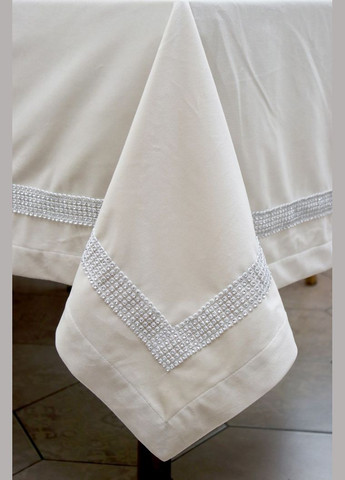 Скатерть бархатная, однотонная 165х300 см Кремовая Kayra (318382539)