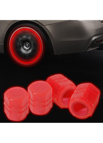 Флуоресцентні ковпачки на ніпель для велосипеда машини самокату набір з 10 шт червоний (RT050781-10) Bluefield (334012002)