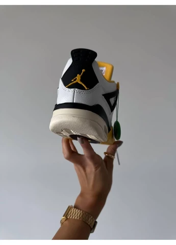 Белые демисезонные кроссовки мужские nike air jordan 4 white yellow найк аир джордан белые No Brand