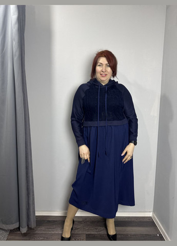 Синя кежуал сукня жіноча міді синя "даша" mkpr2118-4 Modna KAZKA