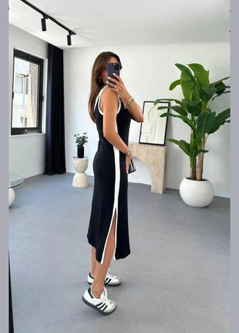 Чорна сукня-майка жіноча чорна, приємна до тіла та комфортна, ідеальний вибір для теплих днів. No Brand