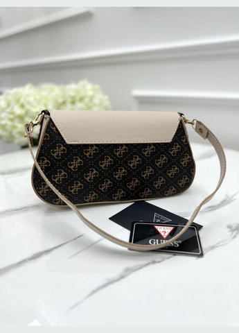 Сумка жіноча багет коричневий із бежевим міні на плече No Brand (322464369)