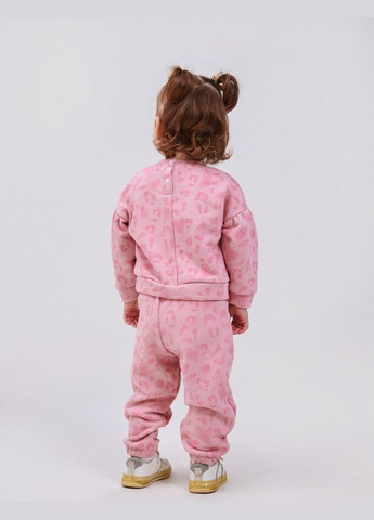 Білий комплект (світшот + штани) малюнок на рожевому Smil