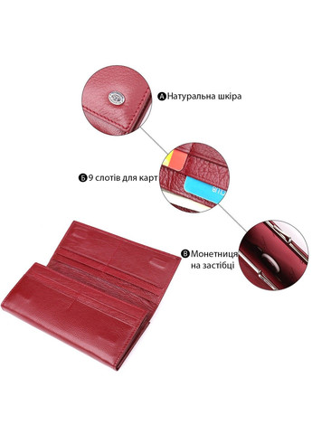 Елегантний гаманець для жінок з монетницею із натуральної шкіри 23107 Бордовий st leather (330359567)