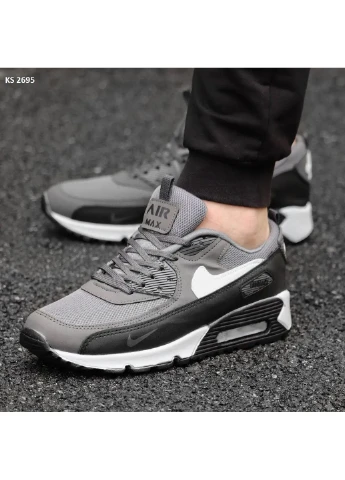 Сірі кросівки чоловічі nike air max 90 gray найк аір макс 90 сірі демісезон No Brand