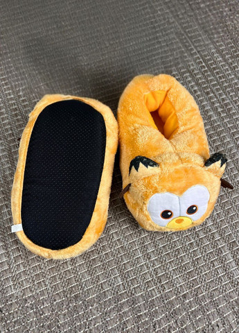 Оранжевые домашние мужские тапочки кот гарфилд с нескользящей подошвой плюшевые My Kigu