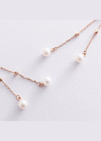 Золоті сережки Перли на ланцюжку с07257 Oniks (264025201)