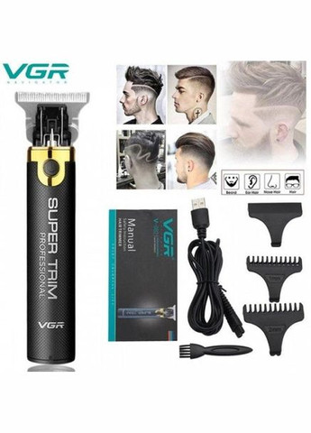 Машинка для стрижки V-082 акумуляторна бездротова професійна + 3 насадки триммер для волосся VGR (364664317)