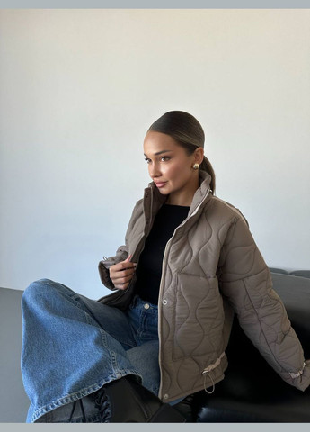 Сіро-коричнева демісезонна жіноча куртка No Brand