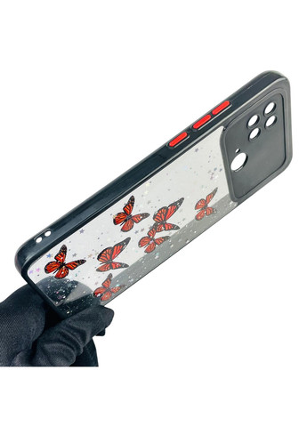 Чехол для Redmi 10C с блёстками с бабочками на сяоми редми 10с черный Xiaomi (366389980)