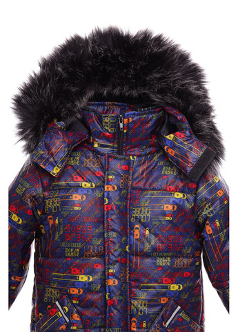 Синій зимній комбінезон для хлопчика на холлофайбері з принтом машинок стиль синій 86 см (33905) BABYKROHA