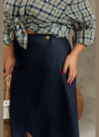 Темно-синяя повседневная однотонная джинсовая юбка No Brand карандаш