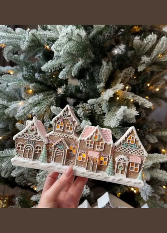 Декоративная статуэтка с LED подсветкой Пряничные домики с глиттером, 24.7*6.4*12.7см No Brand (306433216)