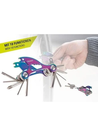 Мультиінструмент для велосипедів Bike Tool, з 18 функціями, райдужна обробка Troika (342111662)