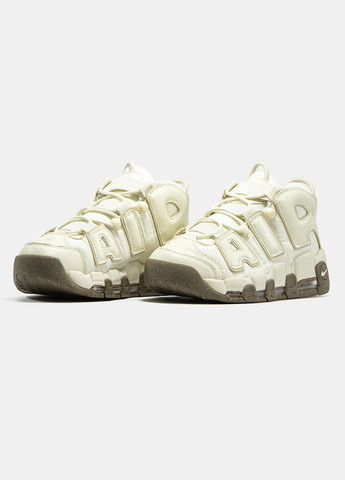 Бежевые демисезонные кроссовки мужские и женские nike air more uptempo | найк аир мор аптемпо бежевые No Brand
