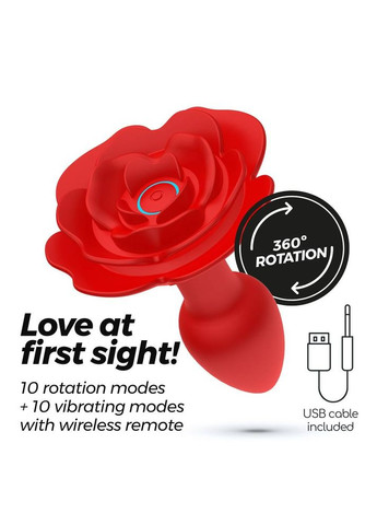 Анальна пробка троянда з вібрацією та ротацією Giulietta Rotating з дистанційним пультом Crushious (297132236)