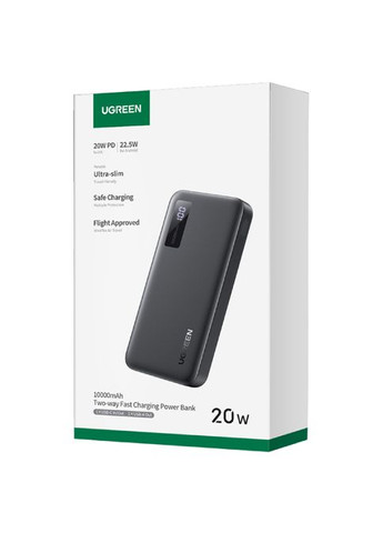 УМБ 10000mAh 20W PD, QC3.0 USB-A+USB-C Black Ugreen (322131438)