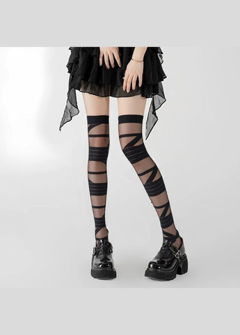 Высокие гольфы-чулки с лентами черные One size No Brand (312515315)