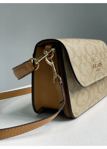 Сумка жіноча Brynn Flap Crossbody In Signature Canvas Beige No Brand (386417328)