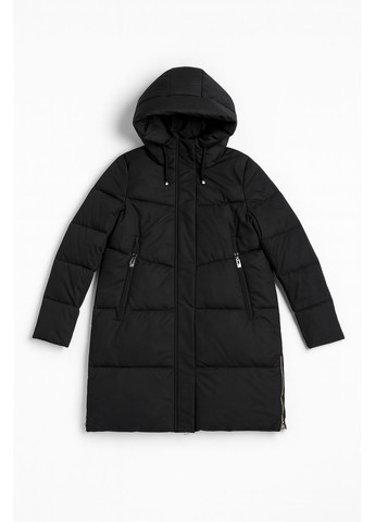 Чорна зимня жіноча зимова куртка-пуховик з капюшоном чорна (9632) xl No Brand