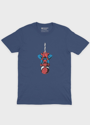 Темно-синяя демисезонная футболка для мальчика с принтом супергероя - человек-паук (ts001-1-nav-006-014-085-b) Modno
