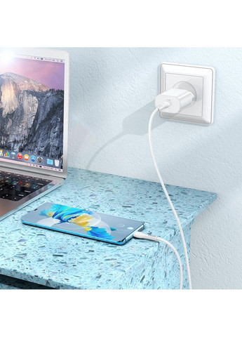 Мережевий зарядний пристрій N22 Jetta PD25W charger set(Type-C to Type-C)(EU) White Hoco (367724200)