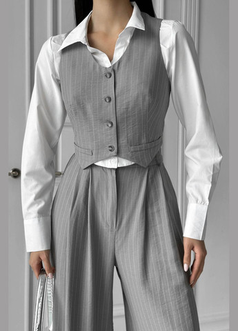 Стильний брючний костюм сірого кольору Jadone Fashion (280899758)