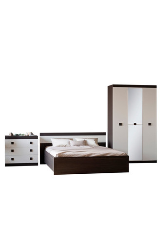 Спальня Соната Комплект 13 (модульная 3 элемента) венге темный/белый (EVR-2617) Еверест (311686129)
