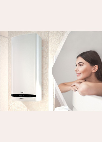 Водонагрівач електр. Bellislimo Cloud плоский GCR 802722 E31 ECW Wi-Fi, 80л, 2,2 кВт, ун. монтаж, електр. кер-ня, B, білий TESY (330030655)