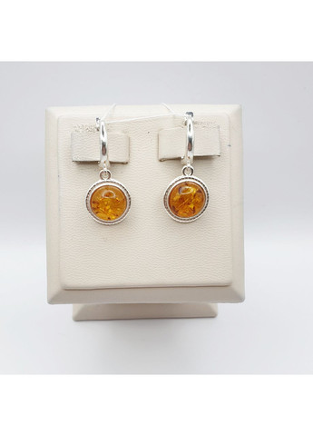 Сережки срібні з бурштином 5,02 г No Brand (369736886)