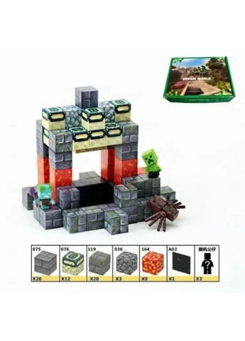 Конструктор магнітний "Майнкрафт / Minecraft " 68 елементів, фігурки героїв, в коробці MIC (385592176)