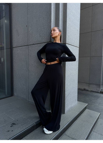 Жіночий костюм трійка: лонгслів, штани палаццо та кардиган з капюшоном MonCher (355801749)